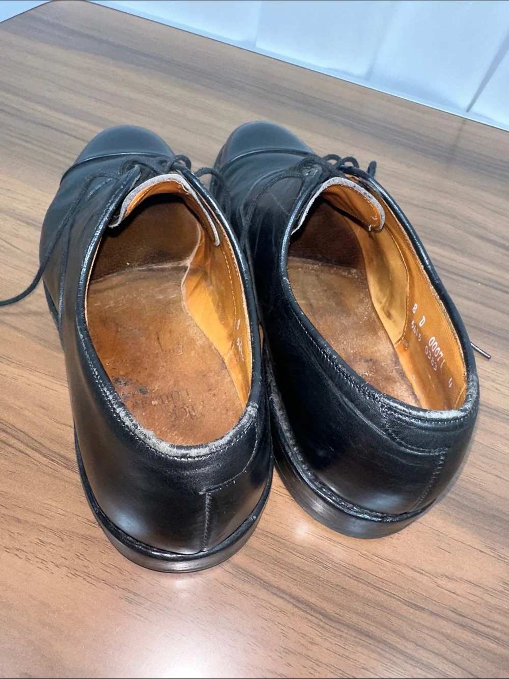 Allen Edmonds Black Leather Cap-Toe Oxfords